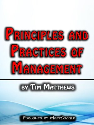 cover image of Principles and Practices of Management